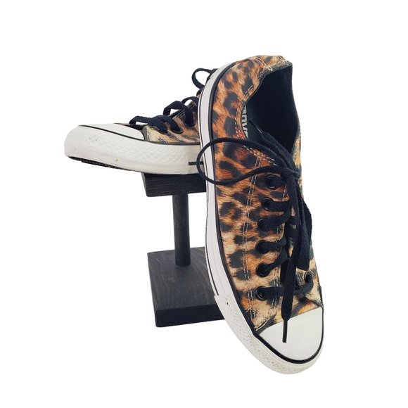 Converse All Star Low Top Flats Leopard Print. W7 M5 - Picture 2 of 10